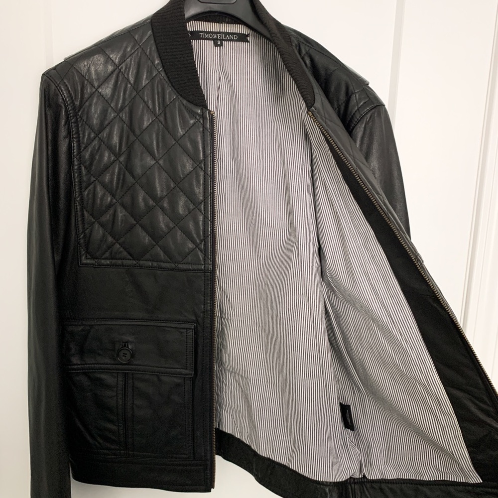 Timo Weiland Men’s leather quilted bomber jacket - Picture 4 of 8